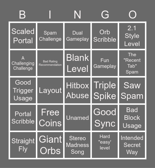 Recent tab bingo new Bingo Card