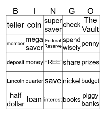 Money Bingo Card