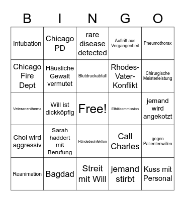 Chicago Med Bingo Card