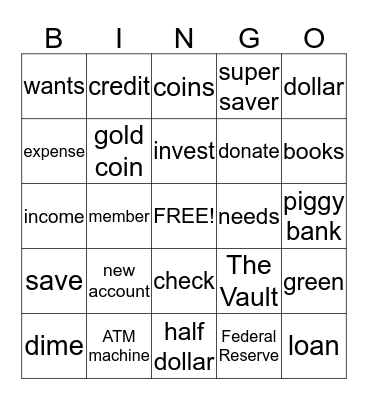 Money Bingo Card