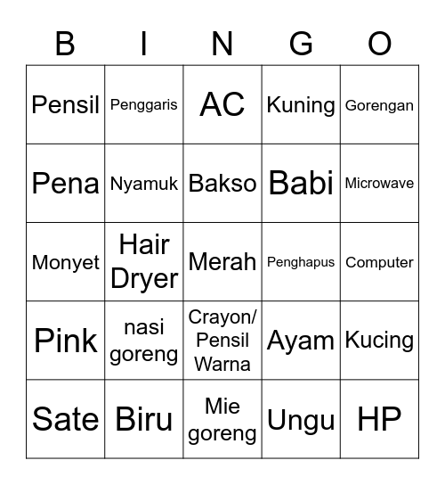 PUNYA DIAN! Bingo Card