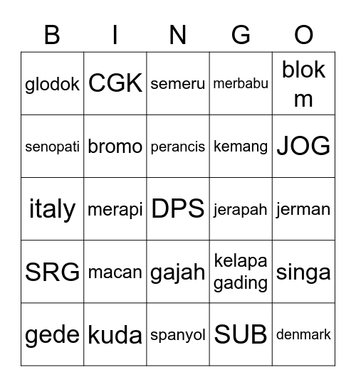 bz Bingo Card