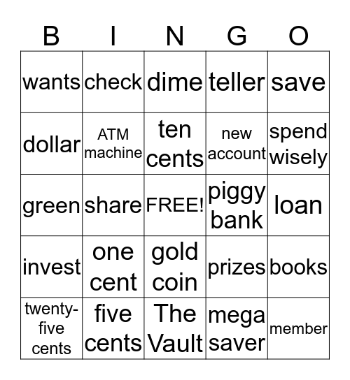 Money Bingo Card