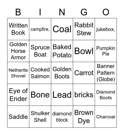 mcc thingy Bingo Card