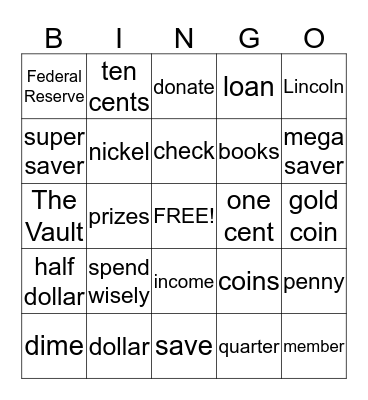 Money Bingo Card