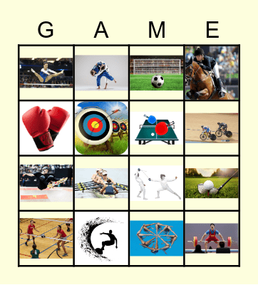 Olympic Games Bingo Card