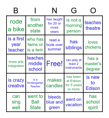 Find someone who... Bingo Card