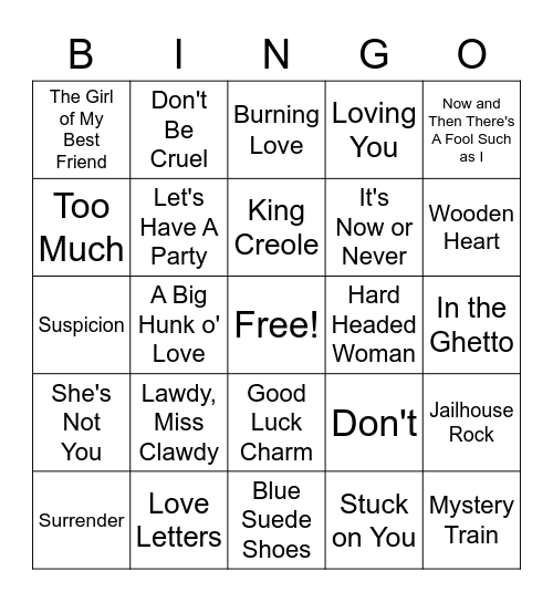 Elvis2 Bingo Card