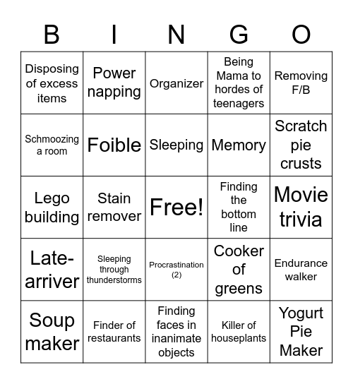 SNB Medalists Bingo Card