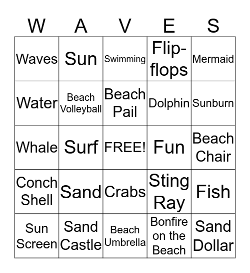Waves Bingo Card