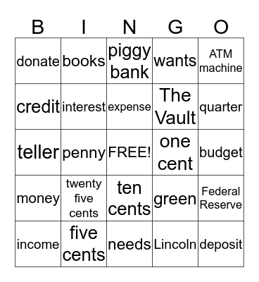 Money Bingo Card