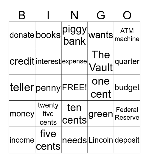 Money Bingo Card