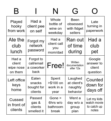 Never Have I Ever (PSR Edition) Bingo Card