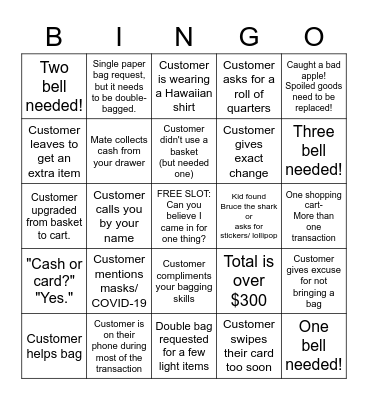 Trader Joe's Bingo Card