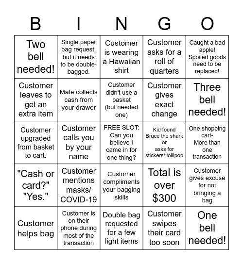 Trader Joe's Bingo Card