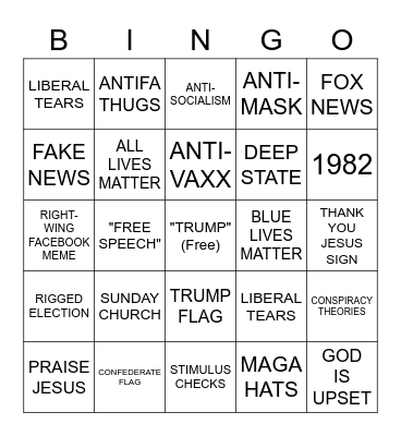 Conservative Utah Bingo Card