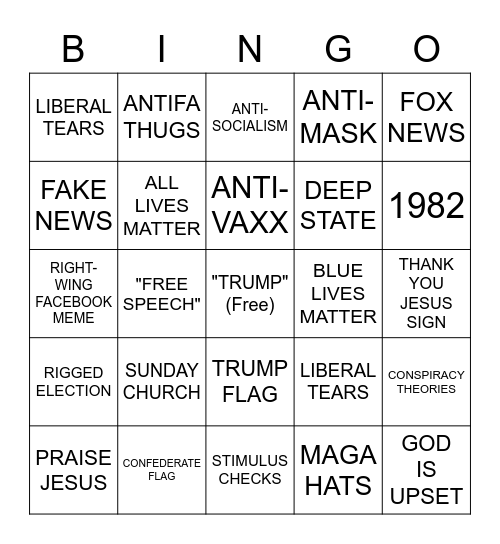 Conservative Utah Bingo Card