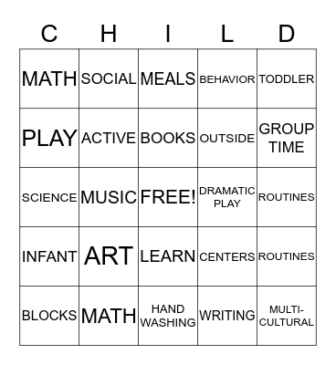 FOR THE LOVE OF CHILDREN Bingo Card