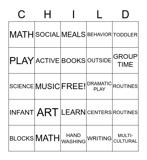 FOR THE LOVE OF CHILDREN Bingo Card