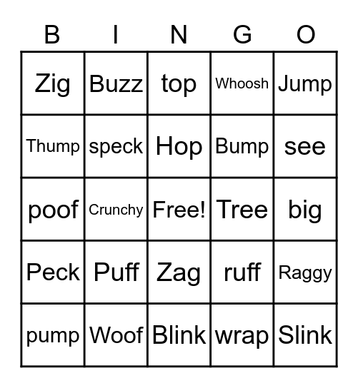 A Hippy Hoppy Toad Bingo Card