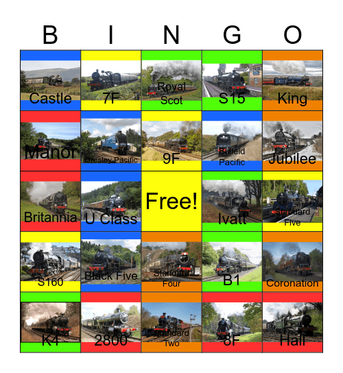 Preserved Steam Locomotives of Britain Bingo Card