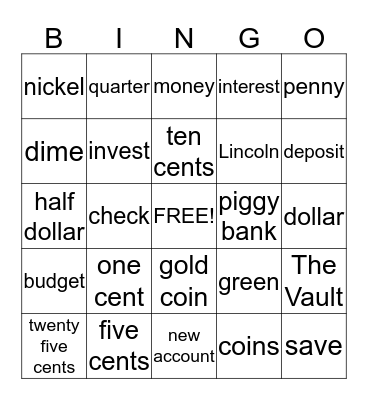 Money Bingo Card