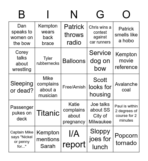 Pilothouse Bingo Card