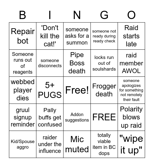 Poseidon Naxx Bingo Card