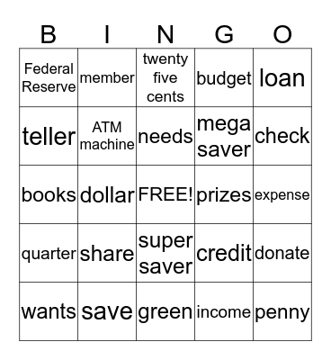 Money Bingo Card