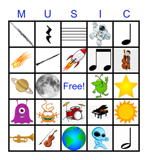 Music Bingo in Space Bingo Card