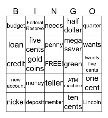 Money Bingo Card