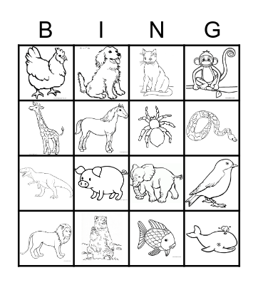 ANIMAL BINGO Card