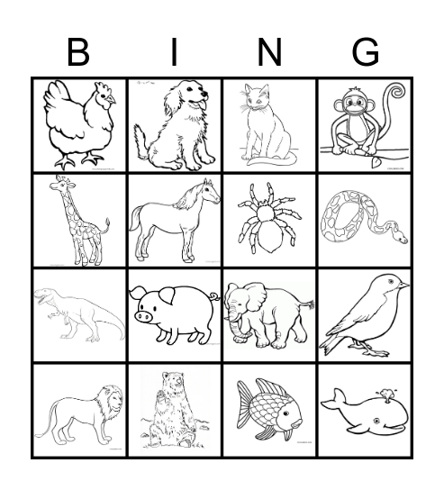 ANIMAL BINGO Card