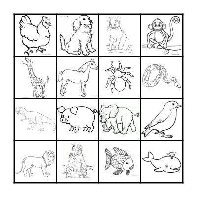 ANIMAL BINGO Card