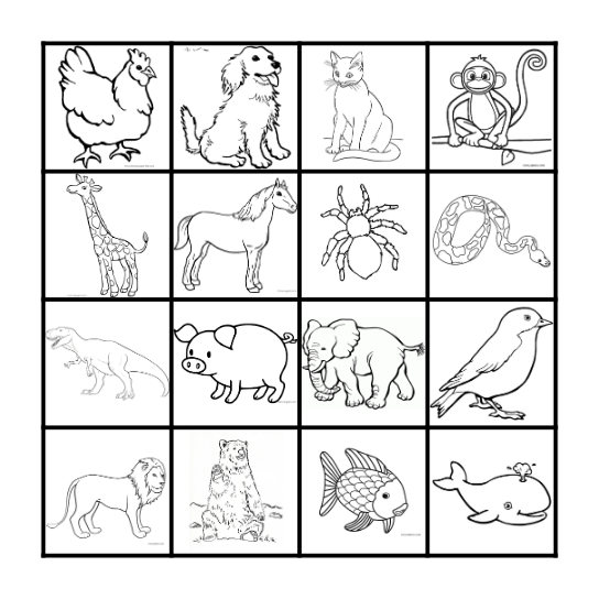 ANIMAL BINGO Card