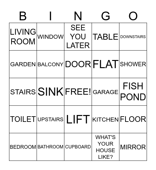 PLACES Bingo Card