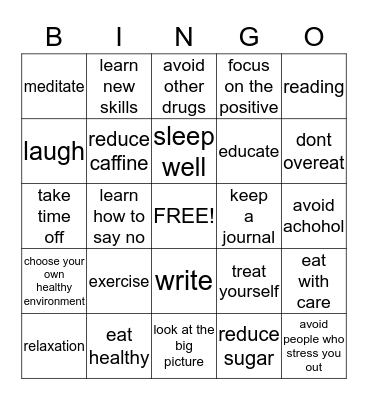 NO STRESS BINGO Card