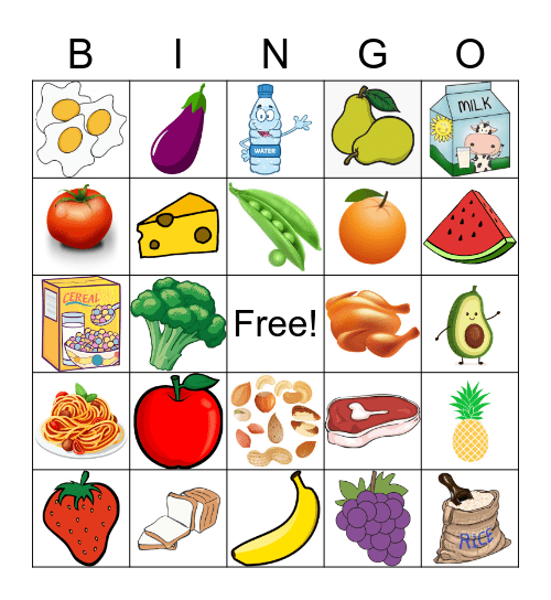 Healthy Foods Bingo Card