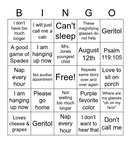 All About Rebecca Bingo Card