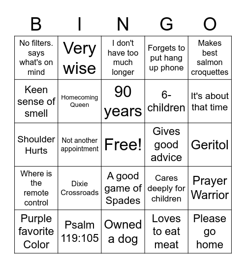 All About Rebecca Bingo Card