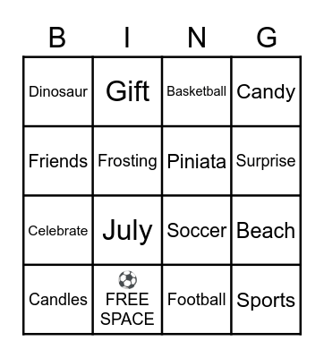 Ean's Birthday Bingo! Bingo Card