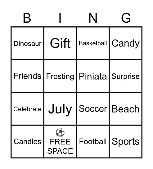 Ean's Birthday Bingo! Bingo Card