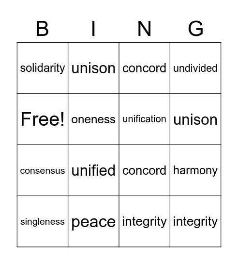 Civics Bingo Card