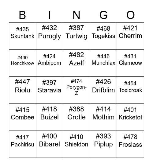 Pete ROUND 1 (Pokemon Gen 4) Bingo Card