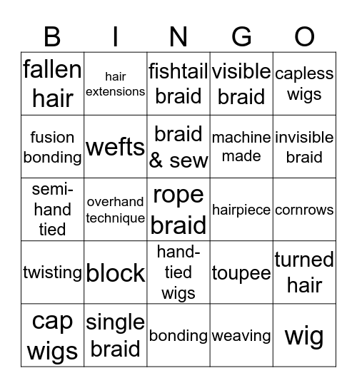 braid & wig - extension  Bingo Card