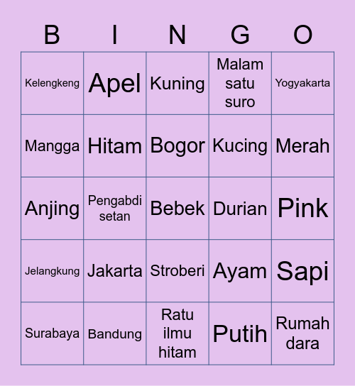 Sohee Bingo Card