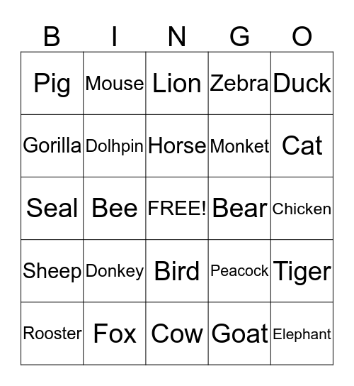 Sound Bingo Card