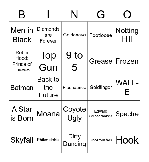 Movie Soundtracks Bingo Card