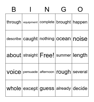 3rd grade BINGO Card