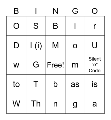 Secret Codes Bingo Card